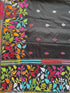 Black floral Kantha Silk Saree from Bengal